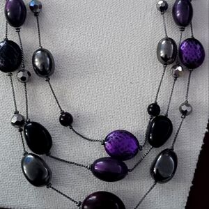 Purple silver and black necklace